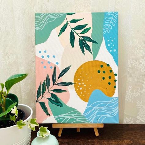 DecoArt Craft & DIY Paints on Instagram: “Happy Wednesday everyone! Here's a lovely abstract painting from @thelettersofanarchitect to bless your timelines. 🎨✨ What are you painting…” Simple Composition Painting, Bohemian Painting Ideas, January Watercolor, Yt Ideas, Boho Art Painting, Bohemian Painting, Composition Painting, Happy Wednesday Everyone, Pro Art