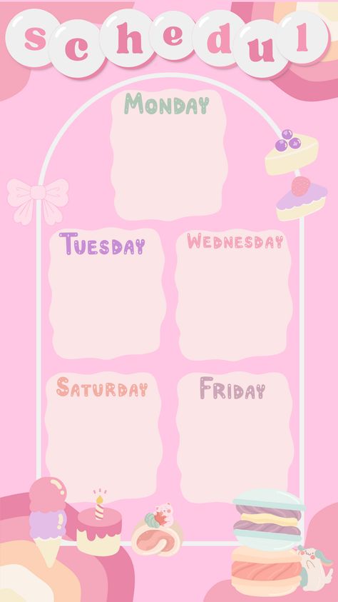 Jadwal Pelajaran Pink, Class Schedule Template Aesthetic Wallpaper, Class Schedule Template Aesthetic, School Schedule Templates, Wallpaper Jadwal, Schedule Aesthetic, Aesthetic Schedule, Printable Notes Templates, Schedule Wallpaper