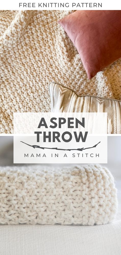 Aspen Mountain Throw Blanket Knitting Pattern – Mama In A Stitch Knit Throw Blanket Pattern, Irish Moss Stitch, Knit Afghan Patterns, Beginner Knit, Aspen Mountain, Throw Blanket Pattern, Blanket Knitting Pattern, Knitted Blanket, Knitted Afghans