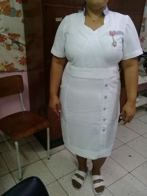 White Nurse Dress Uniform, Nurses Dress Uniform Style, Nurse Uniform Modern White, Nurse Uniform Design, White Nurse Dress, Nurse Clothes, Waitress Outfit, Nurse Dress, Nurse Dress Uniform