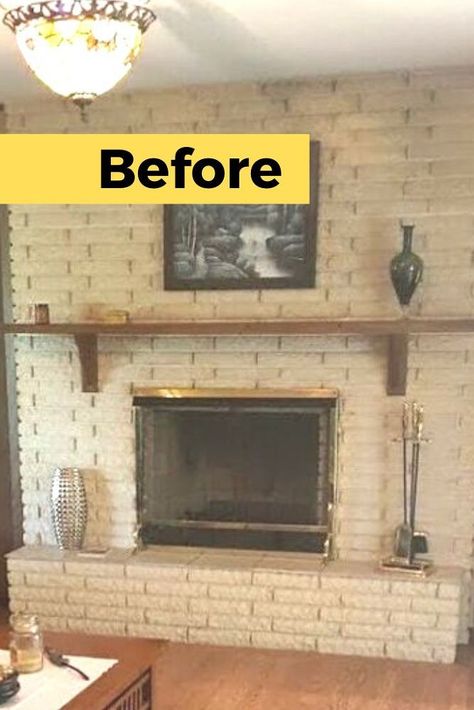 Update Brick Wall Fireplace, Fireplace Makeover Brick Modern, Fireplace Bricks Ideas, Remodeled Brick Fireplace, Sitting Room Ideas With Fireplace Modern, Painting Indoor Brick Fireplace, Fire Places Decoration Ideas Living Room, Modernize A Brick Fireplace, Easy Diy Fireplace Makeover