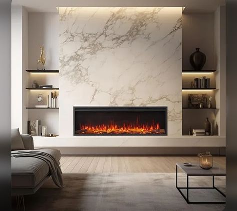 Wall Electric Fireplace, Fireplace Modern Design, Contemporary Fireplace Designs, Inset Fireplace, Recessed Electric Fireplace, Hallway Furniture Storage, Fireplace Tv Wall, Wall Mount Electric Fireplace, Magnetic Frame