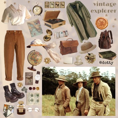 Vintage Archeologist Aesthetic, Vintage Adventurer Outfit, Cartographer Aesthetic Outfit, 1920s Explorer Aesthetic, 1800s Explorer Aesthetic, Jungle Cruise Inspired Outfit, Archeology Outfit Women, Vintage Adventure Outfit, 1940s Adventurer Aesthetic