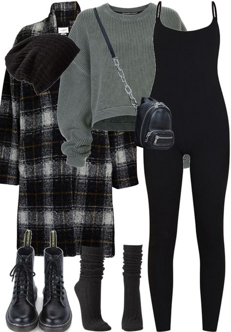 262 Outfit | ShopLook Grungy Black Outfits, Casual Edgy Outfits Fall 2024, Dark Aesthetic Winter Outfits, Streetwear Fashion Edgy, Cozy Gothic Outfits, Cold Fall Night Outfit, Cute Black Fall Outfits, Gothic Comfy Outfits, Band Girlfriend Outfit