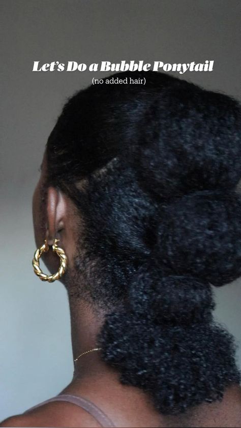 Bubble Ponytail on Natural Hair with No Added Hair #naturalhairtutorial #naturalhairvids #hairtu… in 2022 | Natural hair updo, Natural hair styles, Natural curls hairstyles Ponytail On Natural Hair, Updo Natural Hair, Bubble Ponytail, Protective Hairstyles For Natural Hair, Quick Natural Hair Styles, Braided Bangs, Curls Hairstyles, Pelo Afro, 4c Natural Hair