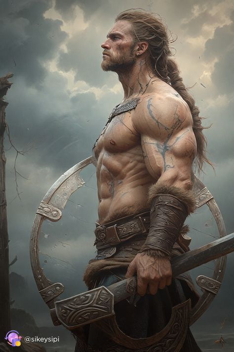 Viking Fantasy Art, Digital Art Tutorial Photoshop, Viking Berserker, Viking Aesthetic, Viking King, Viking Character, Vikings Tattoo, Character Portrait, Nordic Vikings