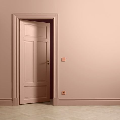 Hallway Wall Colors, Peach Paint, Peach Walls, Pale Peach, Wood Paint, Room Color Schemes, Wall Molding, Painting Bathroom, Front Room