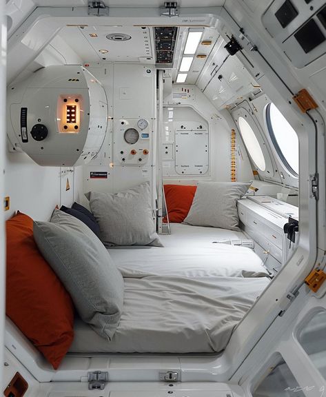 Spaceship Room Concept Art, Nasa Control Room, Spaceship Quarters, Spaceship Concept Interior, Space Ships Interior, Spaceship Interior Bedrooms, Space Station Concept Art, Space Shuttle Interior, Spaceship Aesthetic