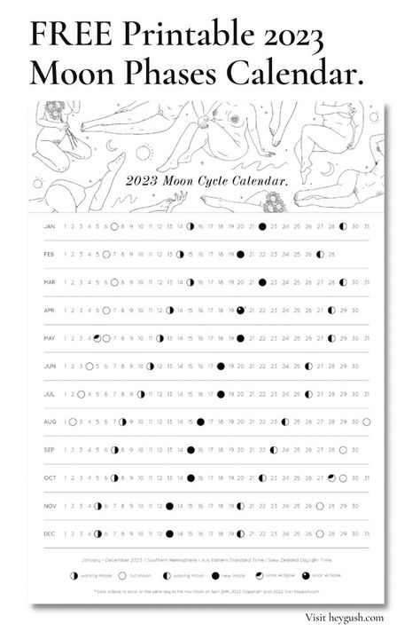 Moon Phase Calendar 2023 Printable, Moon Cycle Calendar 2023, Moon Calendar 2023 Printable, Menstrual Cycle Moon Phases, Lunar Calendar 2023 Free Printable, October Moon Phases, Moon Phases 2023, Moon Phases Printable, Moon Phases Poster