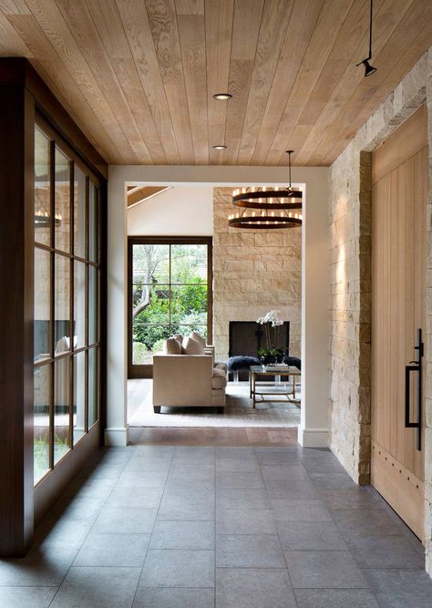 Arcanum Architecture, Photography House, Dekorasi Kamar Tidur, Wooden Ceilings, Stone Walls, Hus Inspiration, Wood Ceilings, Interior Home, Low Ceiling