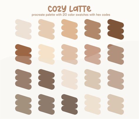 Say hello to the Cozy Latte Color Palette, your go-to digital palette for adding a warm, comforting touch to your projects! Perfect for Procreate, this color scheme features 20 soft, toasty hues and their hex codes, embodying the cozy essence of a latte. Infuse your designs with warmth, relaxation, and a hint of homey charm using this watercolor palette that doubles as a paint palette and Procreate palette. 𝗪𝗵𝘆 𝗬𝗼𝘂'𝗹𝗹 𝗟𝗼𝘃𝗲 𝗜𝘁:   *20 Cozy Colors: Explore a Procreate color palette wi Digital Palette, Color Palette Procreate, Swatches Color, Procreate Palette, Fall Magic, Procreate Color Palette, Book Creator, Autumn Magic, Book Enthusiast