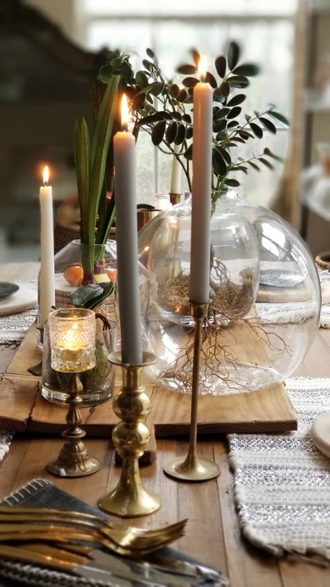 Natural Elements and Textures Style Decor Ideas 2019 HKLivingUSA Dining Table Candles On Kitchen Table, Candlestick On Dining Table, Dining Candle Centerpiece, Candlesticks Dining Table, Boho Centerpieces Dining Table, Dining Table With Candlesticks, Dining Table Decor Candle Sticks, Dining Table With Candles, Witchy Dining Table