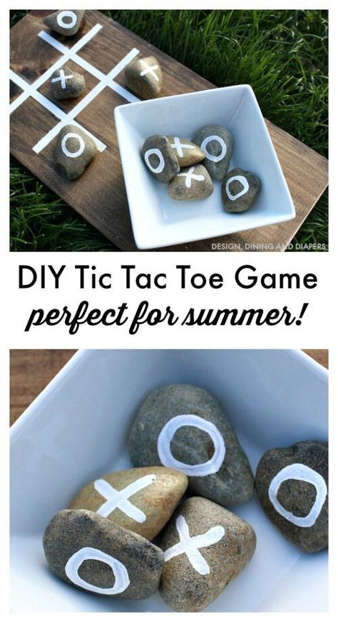 DIY Tic-Tac-Toe Diy Tic Tac Toe Game, Diy Tic Tac Toe, Backyard Games Diy, Diy Yard Games, Tic Tac Toe Game, Diy Bricolage, Yard Games, Backyard Games, Diy Yard