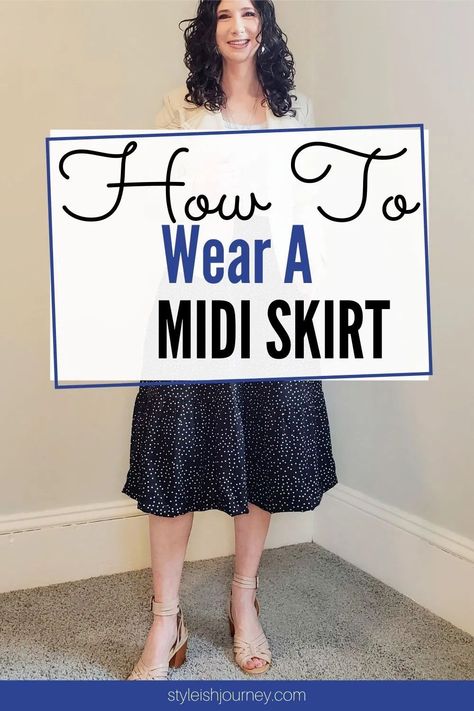 Easy ways to wear a midi skirt for a casual aesthetic. Wear your midi skirt for Spring and Summer with these styling tips. How to style a midi skirt. How To Wear A Skirt, How To Style A Midi Skirt, Casual Midi Skirt Outfit, Mid Length Skirt Outfit, Styling A Midi Skirt, Midi Skirt Outfit Spring, Midi Skirt Outfit Casual, Style A Midi Skirt, Midi Skirt Outfits Summer