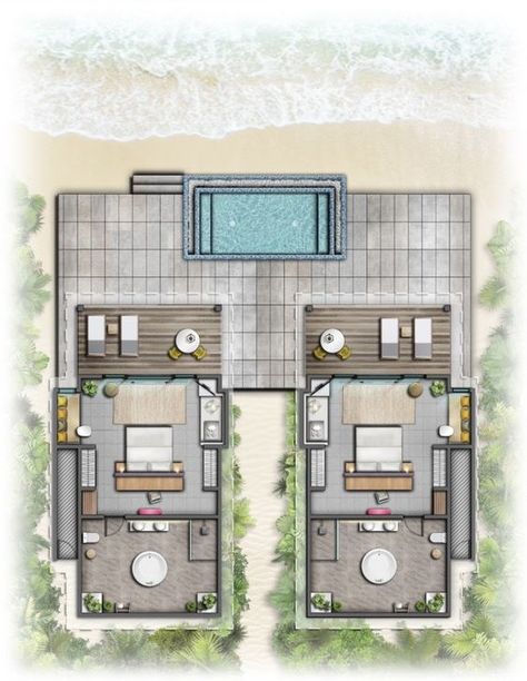 Mini Resort Design Plan, Resort Room Plan, Resort Design Plan Layout, Resort Room Design, Small Resort Design Plan, Resorts Design, Resort Planning, Overwater Villa, Hotel Room Plan