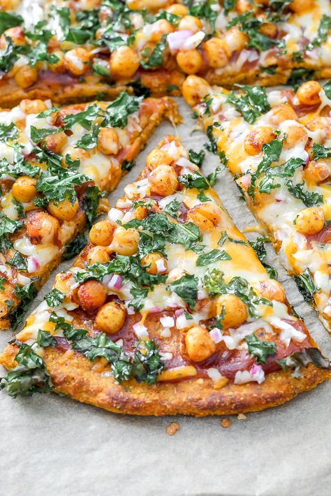 Barbecue Chickpea Pizza with Crispy Kale + Cilantro Lime Aioli | Up Beet Kitchen Potato Pizza Crust, Chickpea Pizza, Pizza Sweet, Kale Pizza, Marinated Kale, Sweet Potato Pizza Crust, Summer Pizza, Lime Aioli, Sweet Potato Pizza