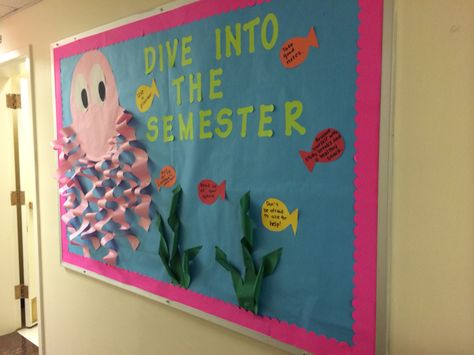 Under The Sea Ra Theme, Sea Bulletin Board Ideas, Fall Door Ideas For Classroom, Fall Door Ideas, Under The Sea Bulletin Board, Door Ideas For Classroom, Sea Bulletin Board, Speech Classroom Decor, Fall Church Bulletin Boards