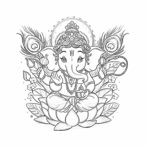 Laxmi Ganesh Drawing For Diwali, Ganesh Lakshmi Drawing, Dancing Ganesha Drawing, Lakshmi Ganesh Diwali Drawing Sketch, Ganesh Sketch Pencil, Ganesh Ji Pencil Sketch, Ganesha Henna, Cute Ganesha Drawing, Lakshmi Painting