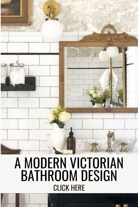 Create A Modern Victorian Bathroom Design with our tips for elegant bathroom interior design. Elevate your dream house decor and design your dream home with these stylish ideas. Bathroom Interior Design Small Modern, Modern Victorian Bathroom Ideas, Modern Victorian Homes Interior Ideas, Small Bathroom Interior Design Modern, Modern Victorian Homes Interior, Modern Victorian Bathroom, Modern Victorian Homes, Victorian Style Bathroom, Bathroom Interior Design Modern