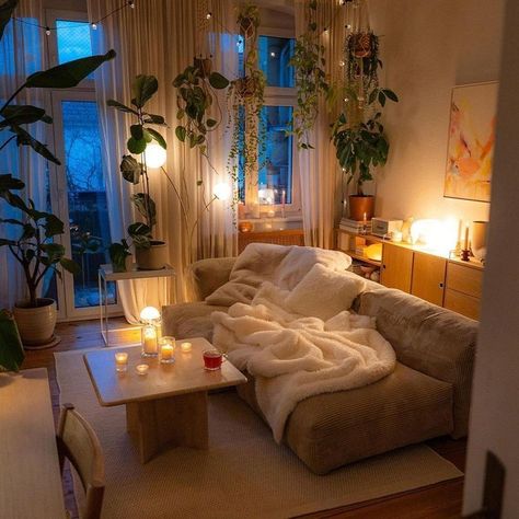 Mood Lighting Living Room, Dorm Living Room Decor, Candle Lighting, Dorm Living Room, Babe Cave, Dream Apartment Decor, Future Apartment Decor, Mood Lighting, Bohemian Living Room