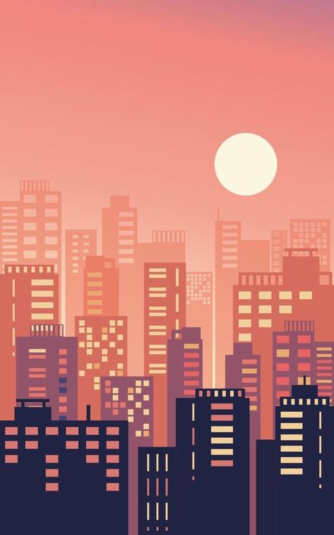 Morning, day city skyline landscape, town buildings in different time and urban cityscape town sky. Daytime cityscape. Architecture silhouette downtown vector background. Flat design. Simple Cityscape Painting, City Silhouette Illustration, Town Illustration Buildings, Flat City Illustration, Vector Building Illustration, Cityscapes Drawing, City Scape Illustration, City Background Drawing, City Building Illustration