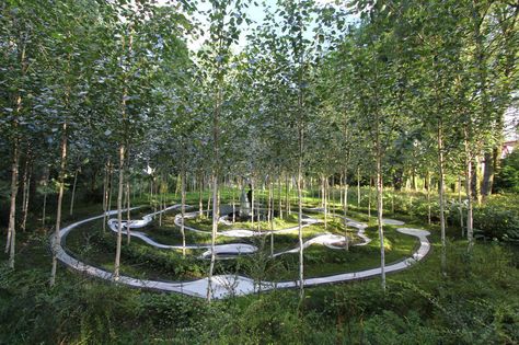 Birchbone Garden by Charles Jencks Charles Jencks, Garden Of Cosmic Speculation, Desain Lanskap, Landscape Elements, Landscape Architecture Design, Urban Park, Parking Design, Modern Landscaping, Land Art