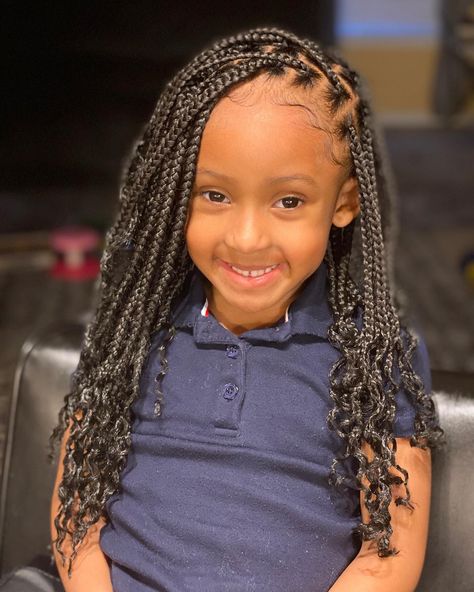 Medium Knotless Braid Kids Box Braids, Black Kids Braids Hairstyles, Tan Skin Blonde Hair, Kids Curly Hairstyles, Braids Ideas, Cute Braided Hairstyles, Braids Hairstyles Pictures, Braided Ponytail Hairstyles, Girls Hairstyles Braids