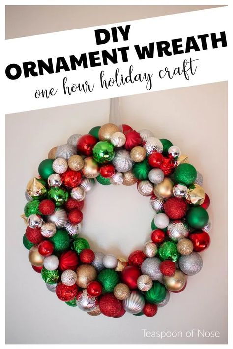 Holiday Wreaths Diy Christmas, Ornament Wreath Diy, Diy Ornament Wreath, Diy Snowman Ornaments, Holiday Wreaths Diy, Diy Ornament, Diy Christmas Wreaths, Holiday Crafts Diy, Christmas Ornament Wreath