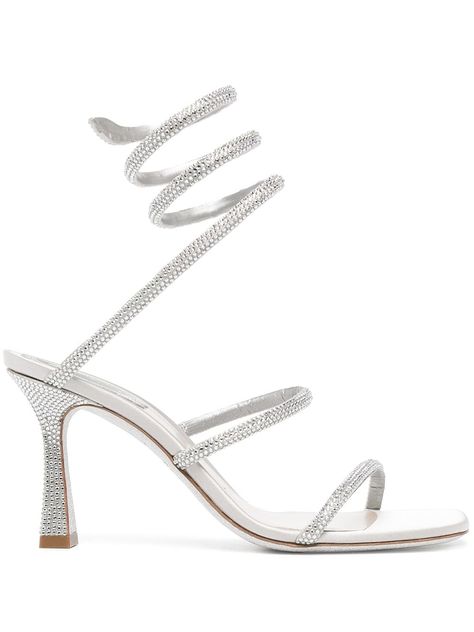 Staple Shoes, Jeweled Shoes, Grey Sandals, Square Toe Sandals, Jeweled Sandals, Rene Caovilla, Wrap Sandals, Rhinestone Heels, Pink Sandals