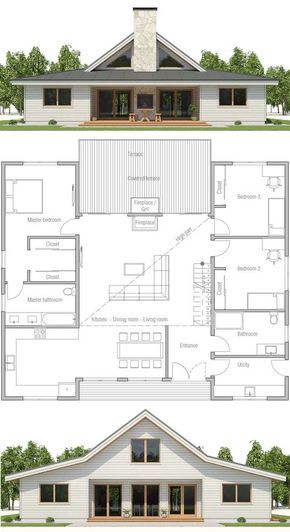 Camp Layout Floor Plans, Single Floor Floor Plans, Stable Style House, Farmhouse Ranch Style Homes, Pelan Rumah, Shipping Container House Plans, Farmhouse Flooring, Casa Country, Container House Plans