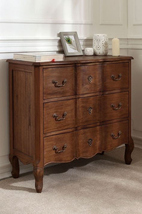 Wooden Chest Of Drawers Bedroom, Laura Ashley Bedroom, Laura Ashley Furniture, Walnut Bed Frame, Chest Of Drawers Bedroom, Walnut Bed, French Bed, Hgtv Dream Home, 3 Drawer Chest