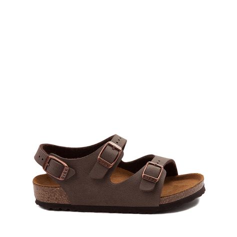 Birkenstock Roma Sandal - Toddler / Little Kid - Mocha | Journeys Kidz Casual Sandals With Buckle Closure And Adjustable Fit, Brown Leather Footbed Sandals For Everyday, Everyday Brown Leather Footbed Sandals, Casual Brown Footbed Sandals, Everyday Brown Footbed Sandals With Round Toe, Casual Brown Footbed Sandals With Adjustable Strap, Adjustable Brown Footbed Sandals With Arch Support, Comfortable Brown Footbed Sandals With Adjustable Strap, Adjustable Brown Cushioned Footbed Sandals