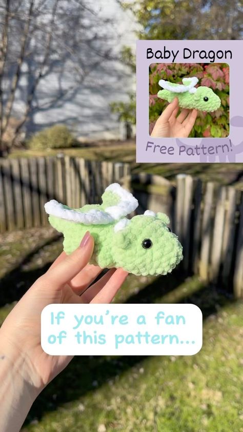 My free crochet pattern for a baby dragon is all done! I didn’t do any pattern testing so please don’t hesitate to reach out with a message… | Instagram Free Crochet Dragon Patterns Easy, How To Crochet A Dragon Free Pattern, Crochet Dragon Easy, Crochet A Dragon, Crochet Dragon Egg Pattern Free, Cute Dragon Crochet Pattern Free, Crochet Mini Dragon Free Pattern, Crochet Mini Dragon, Fluffy Yarn Crochet Ideas