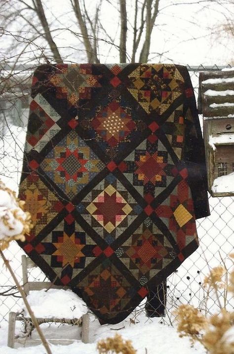 Colchas Country, Colchas Quilting, Primitive Quilts, Quilt Modernen, Country Quilts, Sampler Quilts, Crazy Quilting, Fall Quilts, Block Patterns