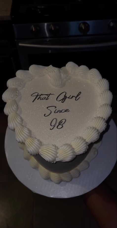 Cute Classy Birthday Cakes, That Girl Since 98 Cake, Cake Combinations Ideas, 27 Birthday Cake Woman, White Love Heart Cake, Sag Szn Birthday Cake, 19tg Birthday Cake, That Girl Birthday Cake, That Girl Since Cake