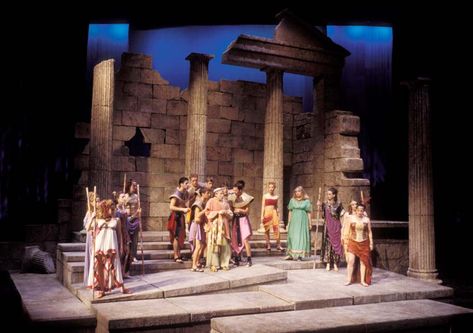 The greek columns are often used in Greek Theatre, and are used for authenticity of the time period. Antigone Set Design, Greek Set Design, Theatre Drawing, Greek Plays, Ancient Greek Theatre, August Strindberg, Greek Theatre, Theatre Inspiration, Christmas Stage