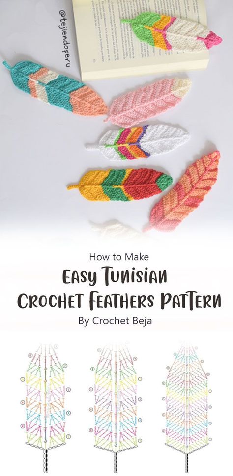 If you love the look of Tunisian crochet but find it too difficult to understand, then this pattern is for you. With step by step instruction, this pattern will show you how to create these delicate feathers. Crochet Feathers Free Pattern Easy, Crochet Native American Pattern, Crochet Feather Pattern, Feather Crochet Pattern, Crochet Feathers Free Pattern, Feather Crochet, Beachy Crochet, Easy Tunisian Crochet, Very Easy Crochet