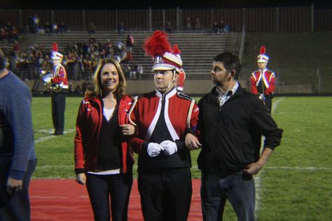 Senior Night - Football, Cheer, Marching Band (Photographer - Justin Scott) - Lowell Red Arrows - Lowell High School Sports Senior Night Marching Band, Senior Night Football, Senior Night Gifts, Football Cheer, Red Arrows, High School Sports, Senior Night, We Are Family, School Sports