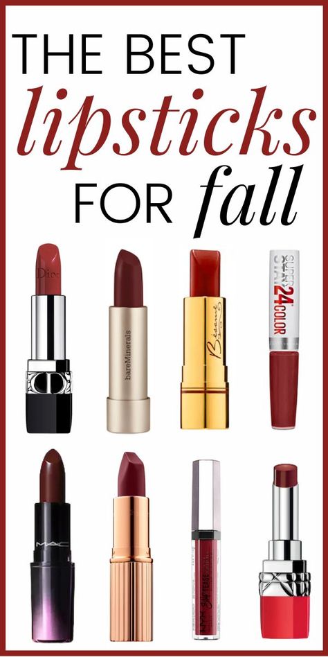 Lipsticks Fall Lip Color For Blondes, Fall 2023 Lip Color, Fall Lip Color For Brunettes, Fall Beauty Ideas, Olive Skin Lipstick, Fall Lipstick Colors, Oval Face Makeup, Best Lipstick Brand, Trendy Lipstick