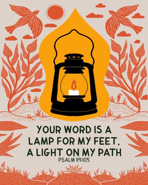 "Your word is a lamp for my feet, a light on my path" Psalm 119:105 Have you checked out these new prints I added to my store last week? #jesus #faith #illustration #jesuslovesyou #christianart Lamp Unto My Feet Light Unto My Path, Psalm 119:105, Faith Illustration, Psalms 119 105, Christian Illustration, Jesus Faith, Psalm 119, Your Word, Prayer Warrior