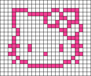 Cute Hello Kitty Pixel Art, Hello Kitty Crochet Alpha Pattern, Hello Kitty Crochet Graph, Hello Kitty Crochet Grid Pattern, 20 By 20 Pixel Art, Grids For Crochet, Star Pixel Pattern, Cute Pixel Art Crochet, Y2k Alpha Pattern