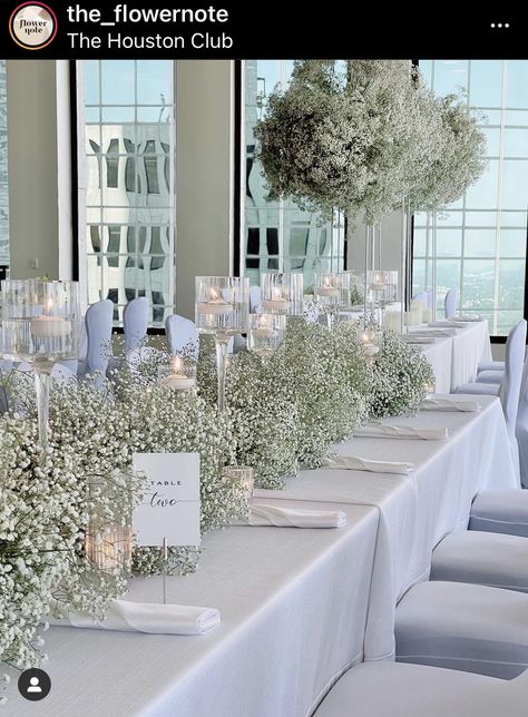 Gypsophila Wedding Table, Weeding Themes, Note On Instagram, Green Wedding Decorations, Gypsophila Wedding, Wedding Theme Colors, Future Wedding Plans, Wedding Dinner, Wedding Mood Board