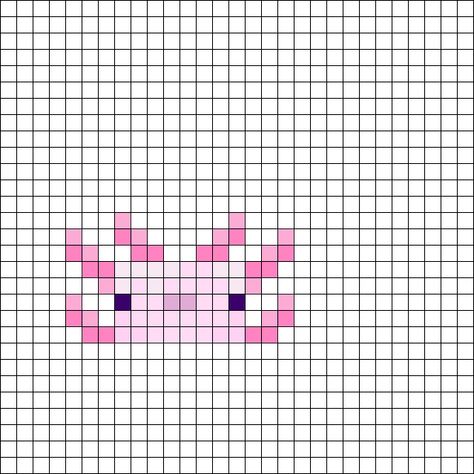 Minecraft Axolotl Pixel Art, Axolotl Perler Bead Patterns, Axolotl Perler Beads, Axolotl Pixel Art, Melts Beads, Minecraft Axolotl, Minecraft Beads, Minecraft Bday, Melt Beads