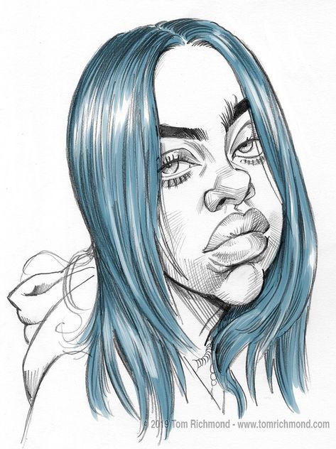 Billie Eilish رسم كاريكاتير, Caricature Sketch, Caricature Artist, Celebrity Caricatures, Caricature Drawing, Graffiti Characters, Celebrity Drawings, Dope Cartoon Art, Cartoon Sketches