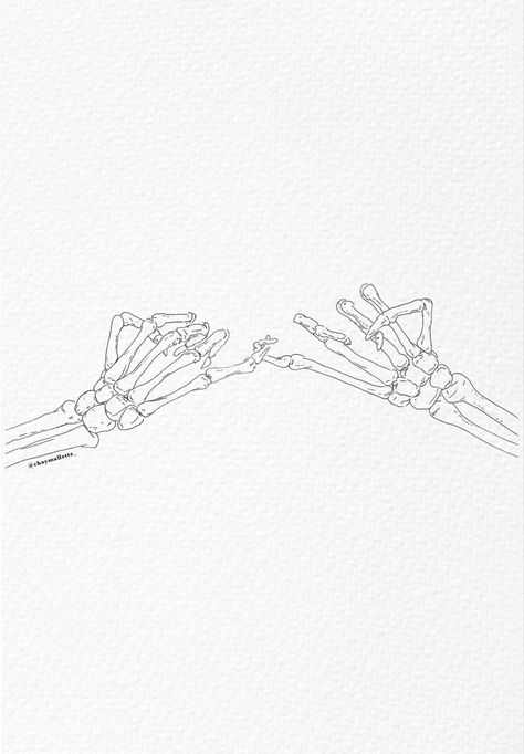 Hands Pinky Promise Drawing, Two Skeleton Hands Tattoo, Hands Holding Pinkies Tattoo, Dainty Skeleton Hand Tattoo, Skeleton Hands Reaching For Each Other, Best Friend Skeleton Tattoo, Skeleton Holding Hands Tattoo, Skeleton Hand Pinky Promise Tattoo, Pinky Promise Tattoo Skeleton