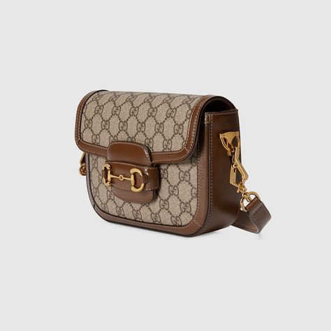 Gucci Horsebit 1955 Mini Bag, Strong Logo, Gucci Horsebit, Mini Shoulder Bag, Small Shoulder Bag, Beauty Items, Monogram Canvas, Gucci Bag, Leather Trims