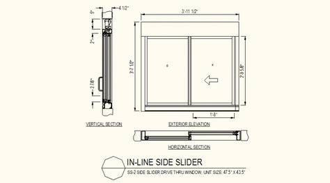 Slider window detail elevation and section detail dwg file Window Detail Architecture, Window Section Detail, Window Detail Drawing, Furniture Details Drawing, Kitchen Elevation, Cabinet Construction, Section Detail, Hotel Design Architecture, Kitchen Floor Plan