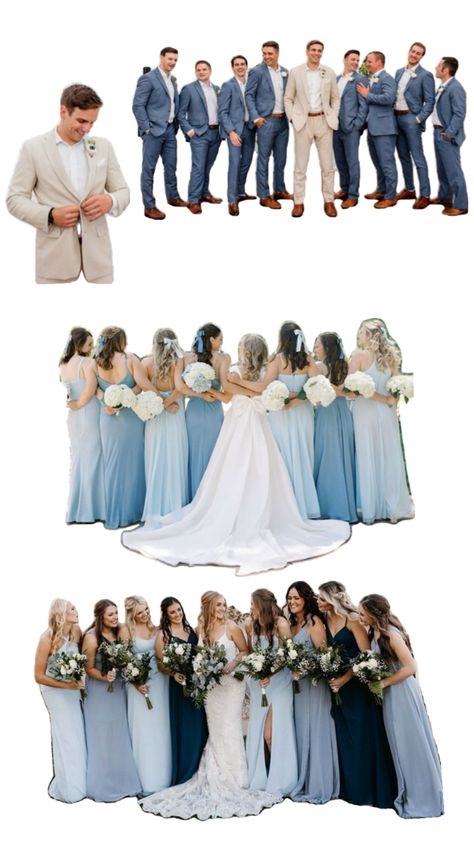 Dusty Blue Wedding Groomsmen Suspenders, Different Groom And Groomsmen, Powder Blue Tuxedo Wedding, Dusty Blue Wedding Groom, Blue And Tan Wedding Party, Dusty Blue Wedding Groomsmen, Light Blue Groomsmen Suits, Dusty Blue Groomsmen Attire, Blue Wedding Party Attire