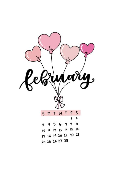 February Calendar Ideas, February Monthly Planner, Heart Ballon, February Bullet Journal, Bullet Journal Ideas Templates, Bullet Journal Cover Ideas, Bullet Journal Paper, Bullet Journal Notes, Diy Journal Books