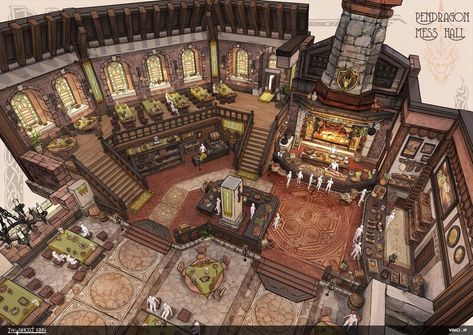 Guild Hall, Interior Concept Art, Mess Hall, Adventurer's Guild, Ghost King, Fantasy Rooms, School Interior, Hall Interior Design, Castles Interior